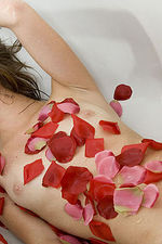 Naked Teen Brunette Takes A Rose Bath-10