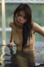 Naked Asian girl by the pool-16
