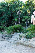 Brunette godess posing nude in the park-09