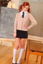 Naked redhead girl in the classroom-00