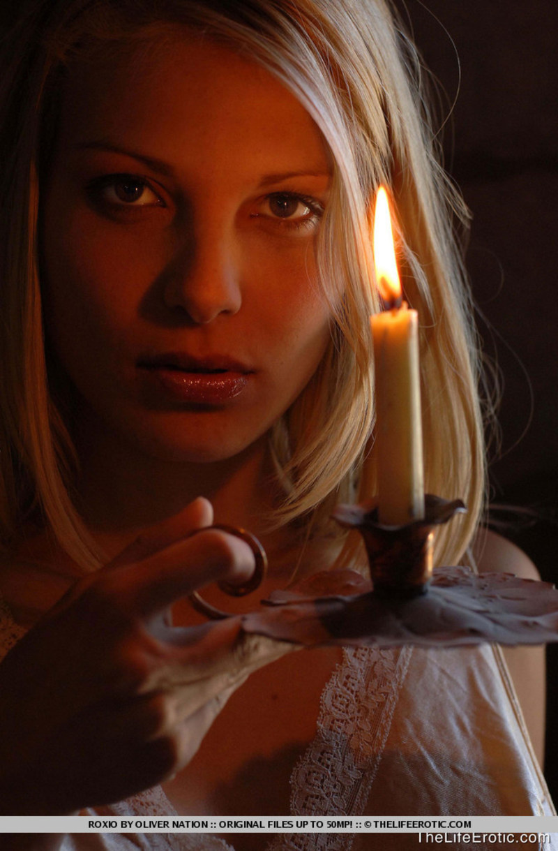 Naked girl with big boobs by the candle light-11