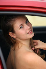 Naked girl with her car-14