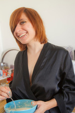 Chesea Bell Drops Off Her Black Satin Robe-01