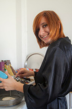 Chesea Bell Drops Off Her Black Satin Robe-03