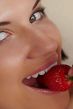 Naked Black Haired Girl Playing With A Strawberry-13