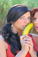 Lesbian girls playing with banana-08