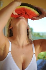Busty Hayley Eating Watermelon-06
