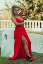Busty Electra Morgan Takes Off Her Sexy Red Dress-01