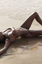 Naked ebony babe posing by the sea-08