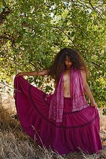 Naked brunette enjoys her pussy under a tree shadow-00