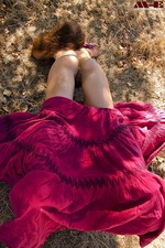 Naked brunette enjoys her pussy under a tree shadow-08