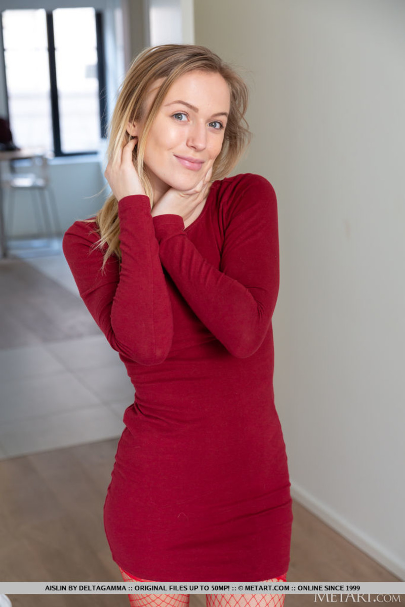 Aislin Posing In Sexy Red Lingerie-10