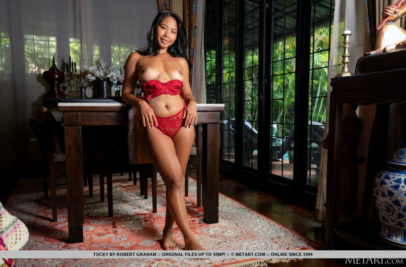 Tucky Takes Off Her Sexy Red Lingerie-14