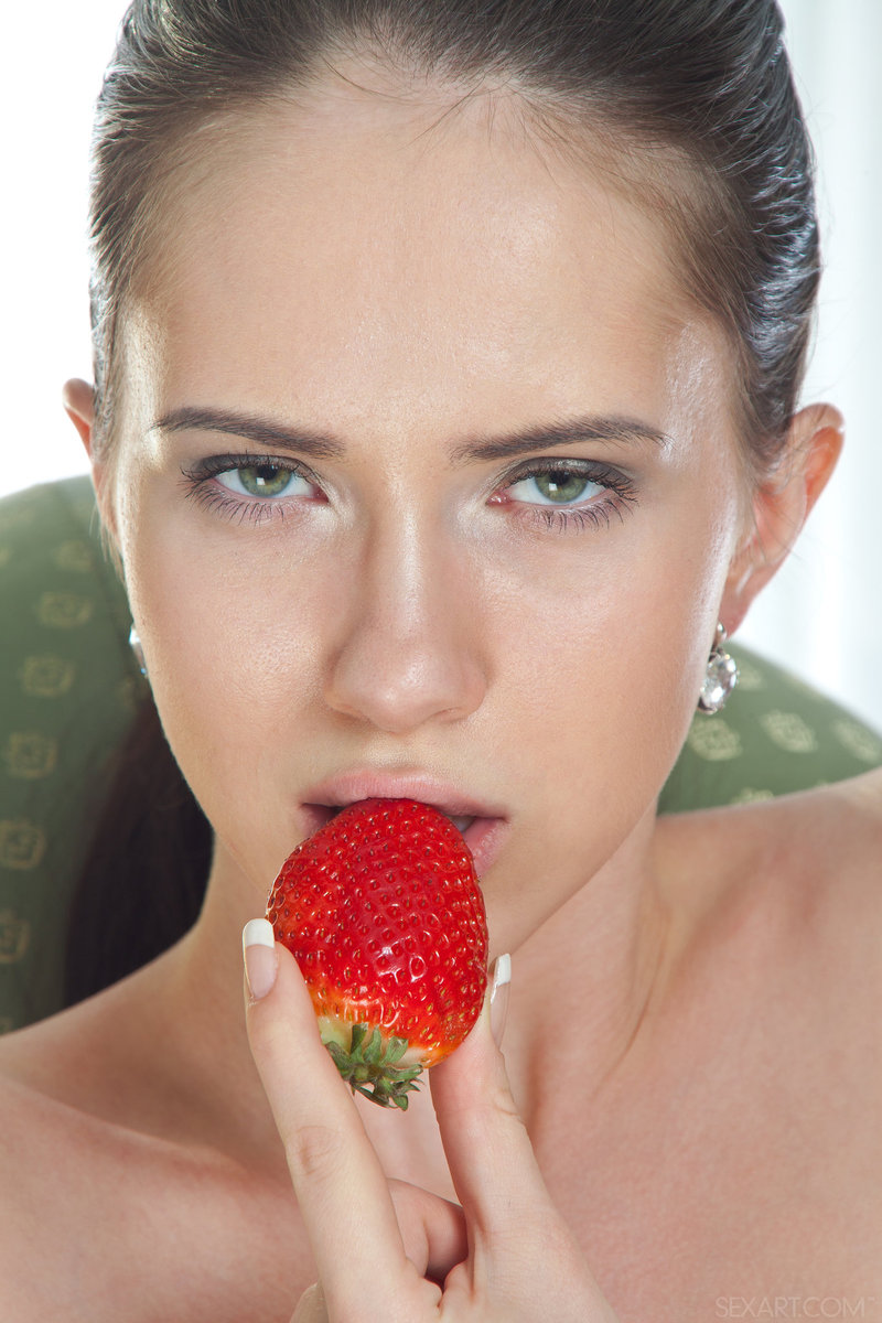 Naked girl eating strawberry-17