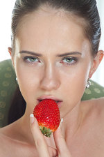 Naked girl eating strawberry-17