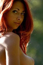 Redhead beauty gets naked outdoor-14