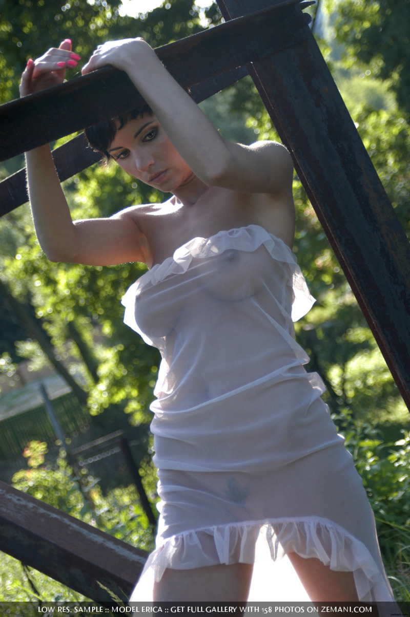 Busty teen shows her boobs outdoor-00